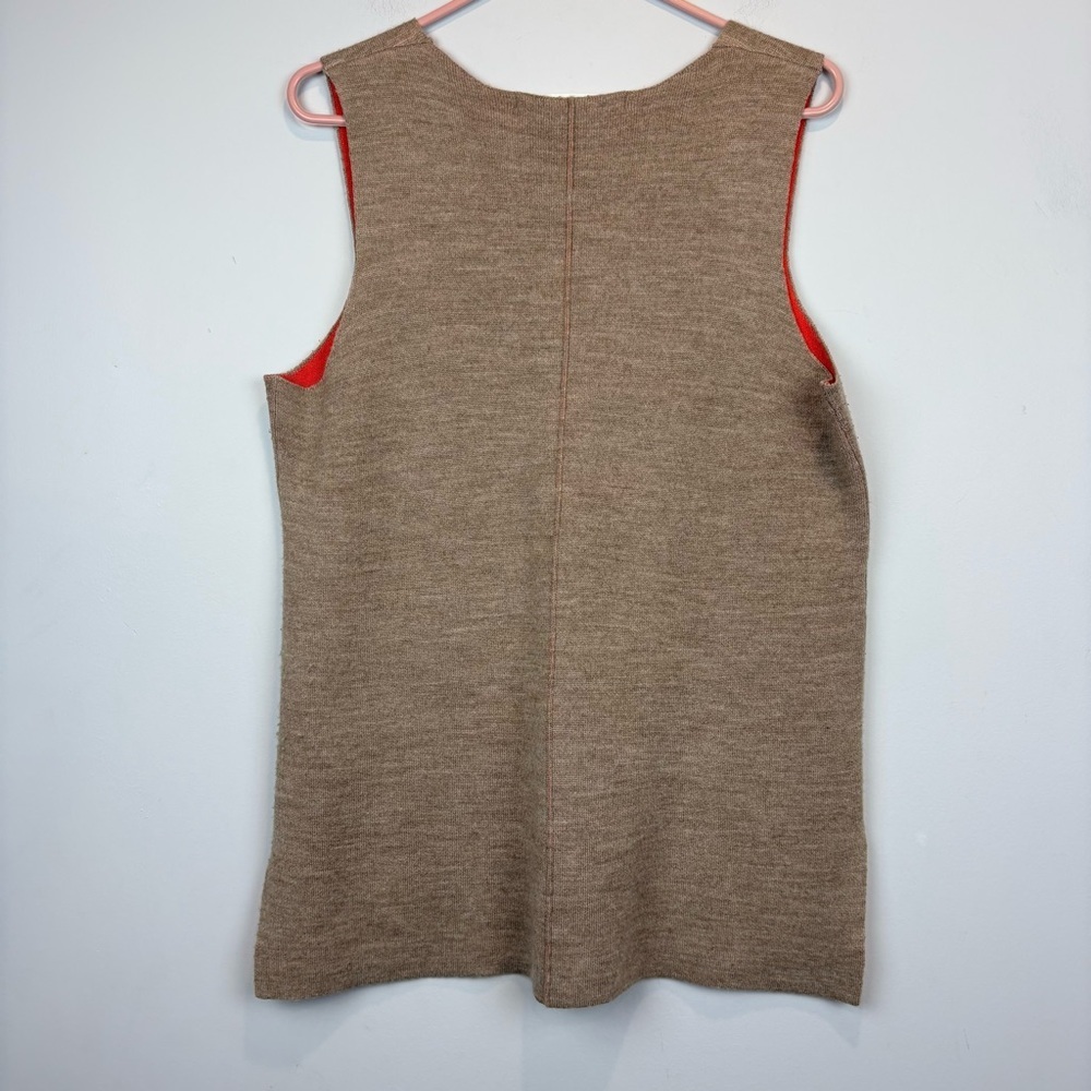 Max Studio Merino Wool Blend Knit Tank Vest – tan & coral | Size L - Picture 3 of 9